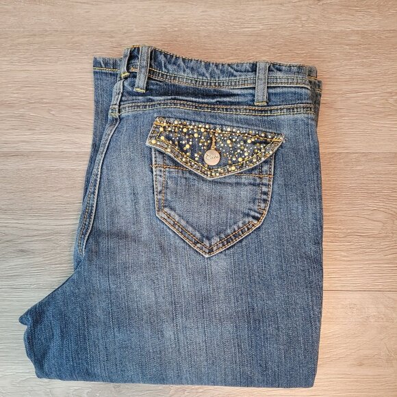 VTG Cache Jeans Women 8 Bootcut Low Rise Embellished Button Flap Pockets Western - Picture 3 of 10